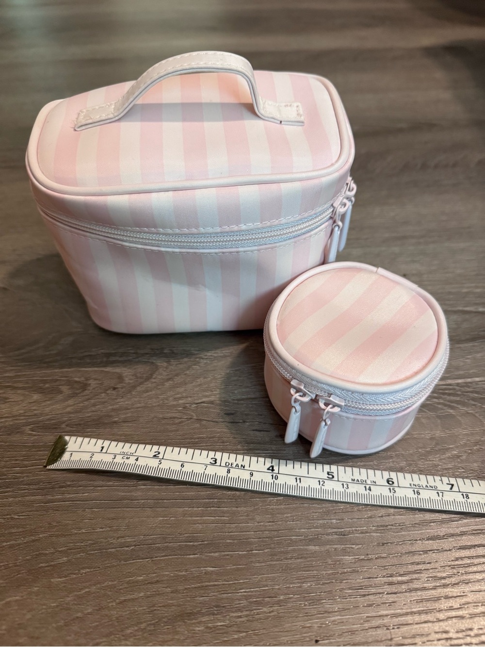 Victoria’s Secret Mini Pink Striped Accessory Travel Case Set